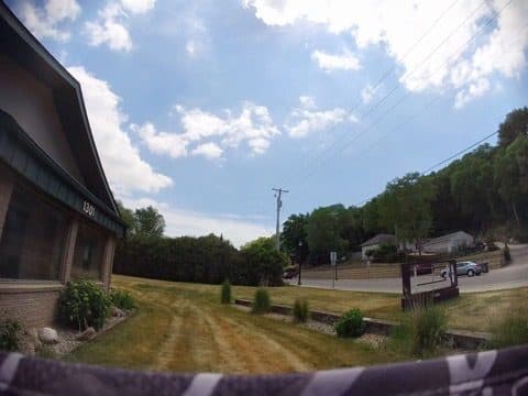 Mowed lawn along a residential street