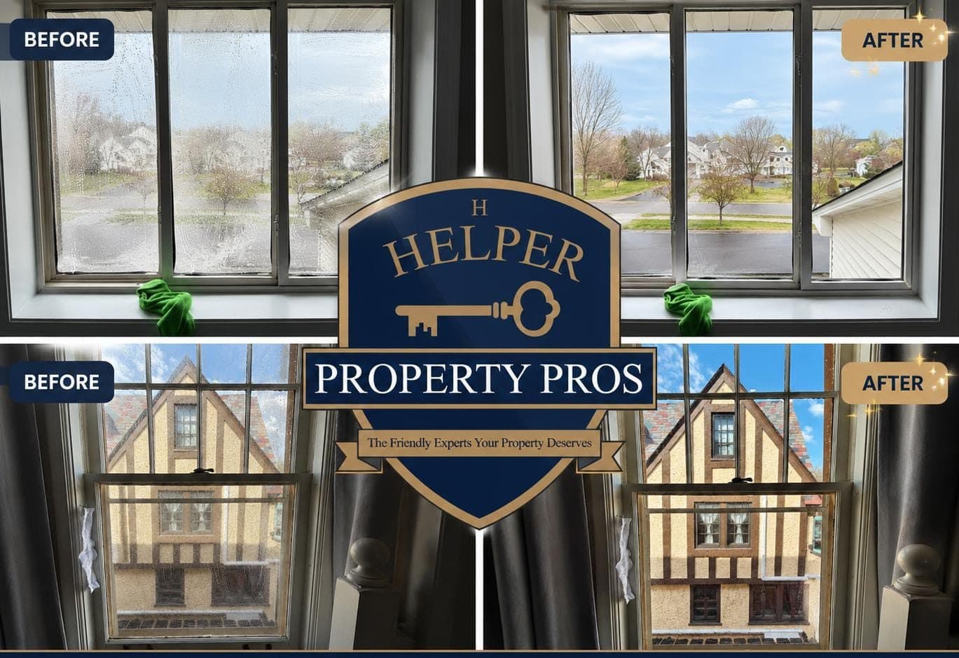 Window cleaning before and after, second view